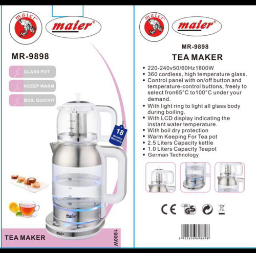 چای ساز روی هم با صحفه مانیتور دیجیتال تمام حرفه ای مایر مدل 9898